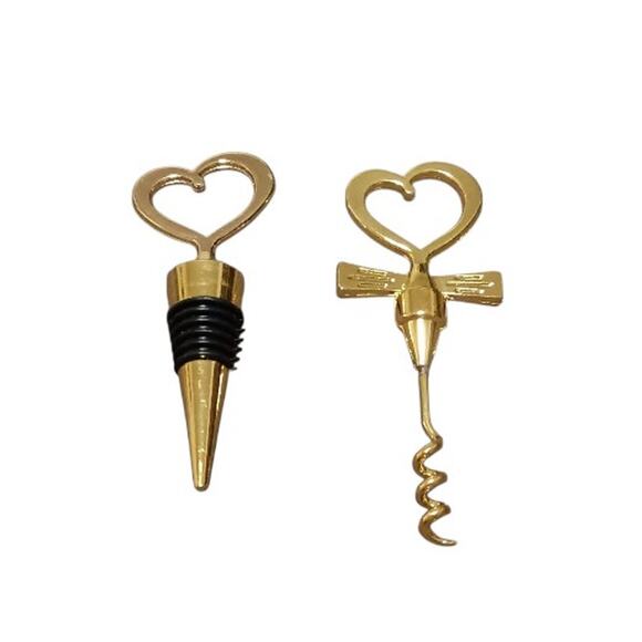 G&S EZ Handy Helpers 2 Pc Heart Shaped Bottle Wine Stopper & Corkscrew Set - Picture 2 of 5